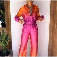 Women's Casual Gradient Color Polyester Printing Pants Sets main image 3