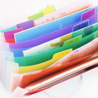 Rainbow File Holder Folder File Binder Plastic Rope Bundle Office A6 Mini Bill Bag 13 Grid Storage Clip Wholesale main image 4