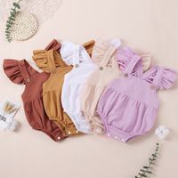 Fashion Solid Color Cotton Baby Rompers main image 1