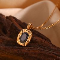 Classic Style Round Stainless Steel Plating Zircon 18k Gold Plated Pendant Necklace main image 3