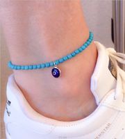 Fashion Simple Woven Rice Beads Rope Rope Turquoise Anklet Bracelet Nhgy138202 sku image 2