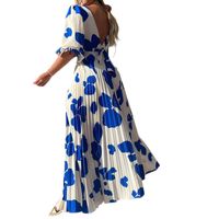 Women's Regular Dress Vacation V Neck Printing Half Sleeve Color Block Maxi Long Dress Holiday Travel main image 3