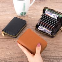 Women's Solid Color Pu Leather Zipper Card Holders main image 4