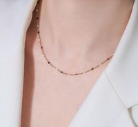 Simple Style Solid Color Titanium Steel Plating Inlay Zircon 18k Gold Plated Necklace main image 7