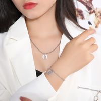 Stainless Steel 18K Gold Plated Casual Simple Style Plating Geometric Bracelets Necklace main image 3