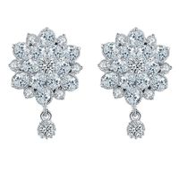 1 Pair Glam Simple Style Water Droplets Flower Snowflake Irregular Plating Inlay Copper Zircon Rhodium Plated Ear Studs sku image 12