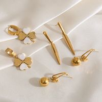 1 Pair Cute Bridal Four Leaf Clover Plating Carving 316 Stainless Steel  14K Gold Plated Earrings Ear Studs main image 7
