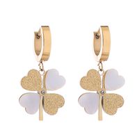 1 Pair Cute Bridal Four Leaf Clover Plating Carving 316 Stainless Steel  14K Gold Plated Earrings Ear Studs main image 2