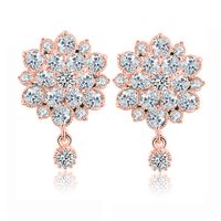 1 Pair Glam Simple Style Water Droplets Flower Snowflake Irregular Plating Inlay Copper Zircon Rhodium Plated Ear Studs sku image 11