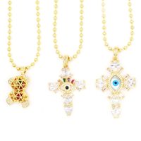 Simple Style Bear Copper Plating Inlay Zircon Gold Plated Pendant Necklace main image 1