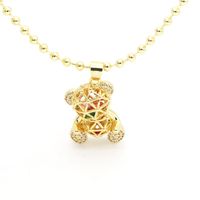 Simple Style Bear Copper Plating Inlay Zircon Gold Plated Pendant Necklace sku image 1