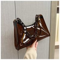 Femmes Petit Pvc Couleur Unie Vêtement De Rue Carré Fermeture Éclair Sac D'épaule Sac Bandoulière Sac Sous Les Bras sku image 4