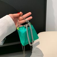 Girl's Pu Leather Solid Color Basic String Shoulder Bag Crossbody Bag Chain Bag sku image 4