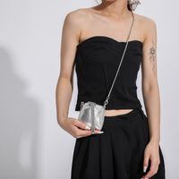 Girl's Pu Leather Solid Color Basic String Shoulder Bag Crossbody Bag Chain Bag main image 2