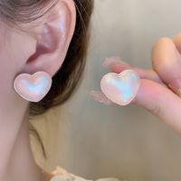 1 Pair Cute Simple Style Heart Shape Inlay Copper Alloy Acrylic Ear Studs main image 5