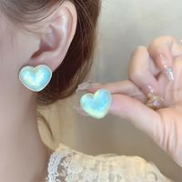 1 Pair Cute Simple Style Heart Shape Inlay Copper Alloy Acrylic Ear Studs main image 3