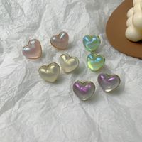 1 Pair Cute Simple Style Heart Shape Inlay Copper Alloy Acrylic Ear Studs main image 6