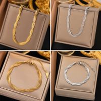 304 Stainless Steel 18K Gold Plated Streetwear Plating Chain Solid Color Bracelets Necklace main image 1