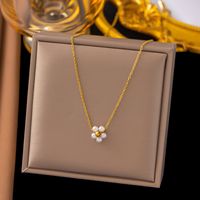 304 Stainless Steel 18K Gold Plated Simple Style Plating Round Flower Necklace main image 5