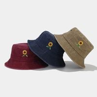 Women's Basic Sunflower Embroidery Big Eaves Bucket Hat main image 6