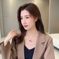 Sweet Heart Shape Titanium Steel Plating Inlay Zircon Pendant Necklace main image 4