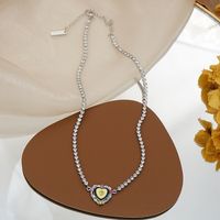 Sweet Heart Shape Alloy Copper Rhinestones Pendant Necklace In Bulk sku image 2