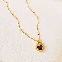 Casual Simple Style Heart Shape Titanium Steel Plating Inlay Shell Necklace sku image 3