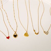 Casual Simple Style Heart Shape Titanium Steel Plating Inlay Shell Necklace main image 5