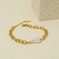 Simple Style Solid Color Stainless Steel Artificial Pearl Plating Bracelets sku image 2