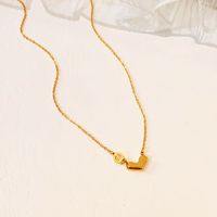 Casual Simple Style Heart Shape Titanium Steel Plating Inlay Shell Necklace main image 3