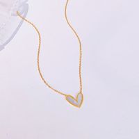 Casual Simple Style Heart Shape Titanium Steel Plating Inlay Shell Necklace sku image 2