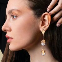 1 Pair Elegant Flower Plating Inlay Alloy Freshwater Pearl Drop Earrings main image 1