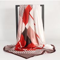 Women's Retro Streetwear Stripe Polka Dots Satin Printing Silk Scarf sku image 3
