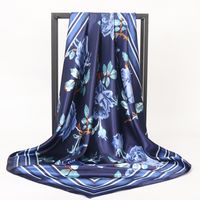 Women's Casual Flower Satin Printing Silk Scarf sku image 3