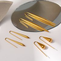 1 Paar Einfacher Stil Einfarbig Überzug Rostfreier Stahl Vergoldet Tropfenohrringe main image 4