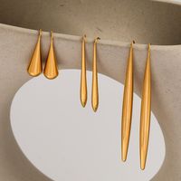 1 Pair Simple Style Solid Color Plating Stainless Steel Gold Plated Drop Earrings main image 1