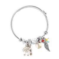 Streetwear Wings Elephant Stainless Steel Alloy Inlay Rhinestones Bangle main image 2