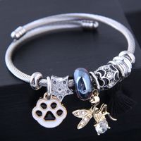 Cute Sweet Pentagram Stainless Steel Plating Inlay Zircon Bangle main image 5