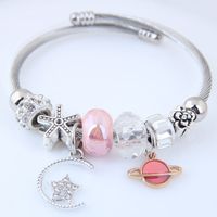 Lady Streetwear Star Moon Stainless Steel Alloy Inlay Rhinestones Bangle sku image 4