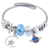 Lady Streetwear Star Moon Stainless Steel Alloy Inlay Rhinestones Bangle main image 3