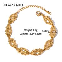Classic Style Solid Color Texture Stainless Steel Plating 18k Gold Plated Bracelets sku image 1