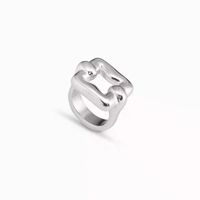 Classic Style Square Copper Plating Hollow Out Silver Plated Rings main image 5