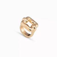 Classic Style Square Copper Plating Hollow Out Silver Plated Rings sku image 8