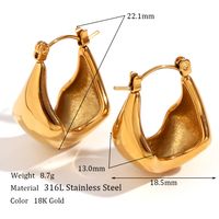 1 Paire Style Simple Couleur Unie Placage Acier Inoxydable Plaqué Or 18k Boucles D'oreilles sku image 2