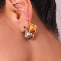 1 Pair Simple Style Solid Color Plating Stainless Steel 18k Gold Plated Ear Studs main image 2