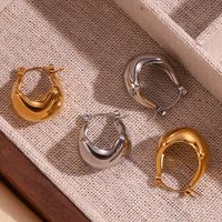 1 Pair Simple Style Solid Color Plating Stainless Steel 18k Gold Plated Ear Studs main image 1