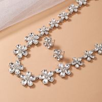 Elegant Wedding Bridal Flower Alloy Inlay Rhinestones Zircon Women's Earrings Necklace main image 4
