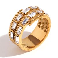 Wholesale Vintage Style Simple Style Color Block Flower Stainless Steel Plating 18k Gold Plated Rings sku image 19