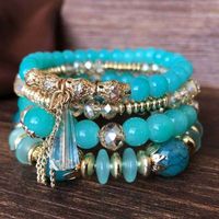 Wholesale Jewelry Ethnic Style Bohemian Streetwear Round Artificial Crystal Plastic Resin Plating Bracelets main image 4