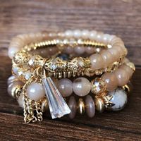 Wholesale Jewelry Ethnic Style Bohemian Streetwear Round Artificial Crystal Plastic Resin Plating Bracelets sku image 2